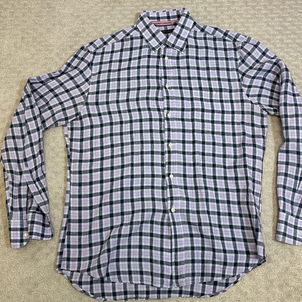 Mason's‎ Men’s 100% Linen Sz M Button Shirt Purple Blue Me In Italy